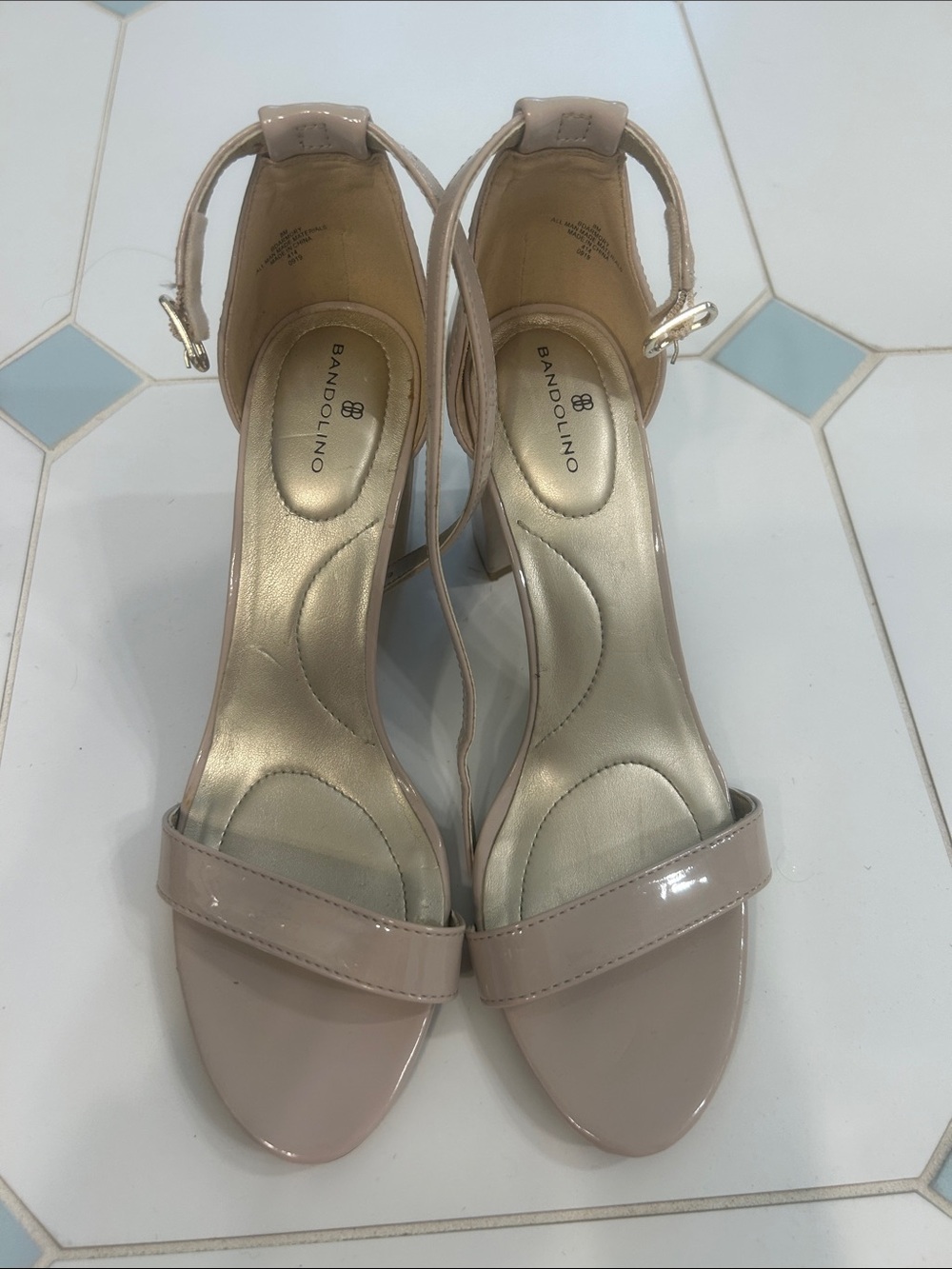 Bandolino Patent Nude Ankle-Strap Heels